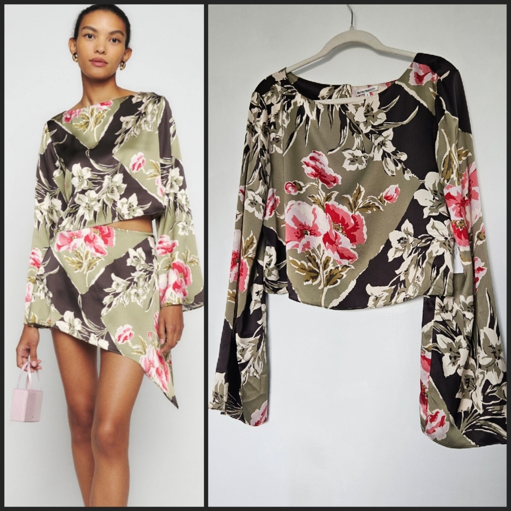 Nwt Reformation Anaya Silk Floral Long Sleeve Top